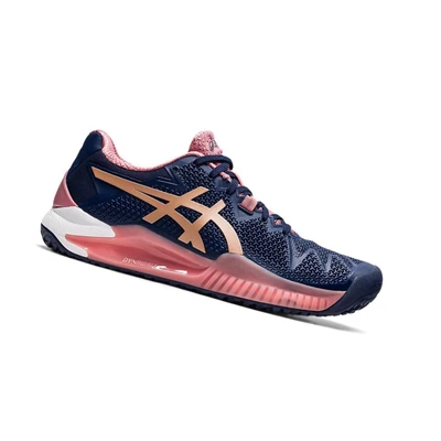 Asics GEL-RESOLUTION 8 OC Tennisschuhe Damen Navy | DE-SALE78388