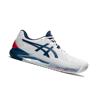 Asics GEL-Resolution 8 Tennisschuhe Herren Weiß Blau | DE-SALE76712